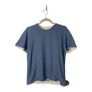 Zara Women’s Blue Heather Short Sleeve Layered T-Shirt Size S Casual Crew Neck